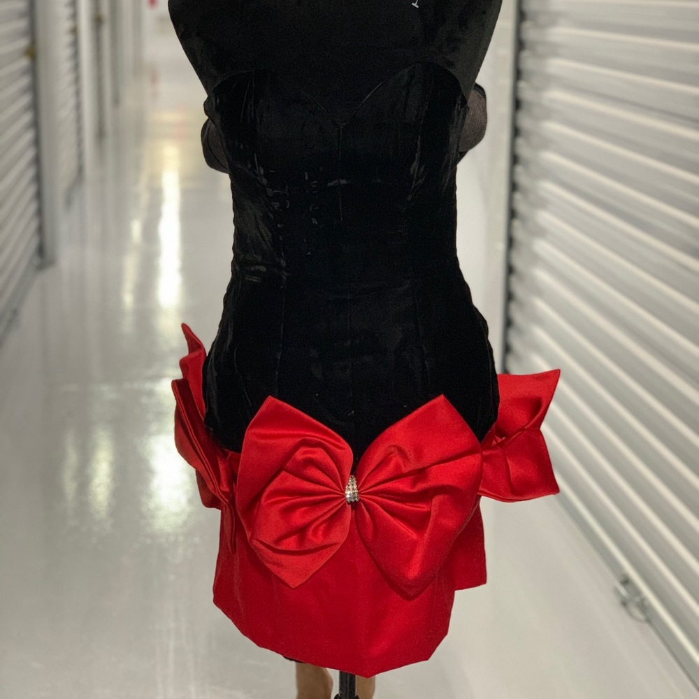 Black bustier Dress with Red Bows